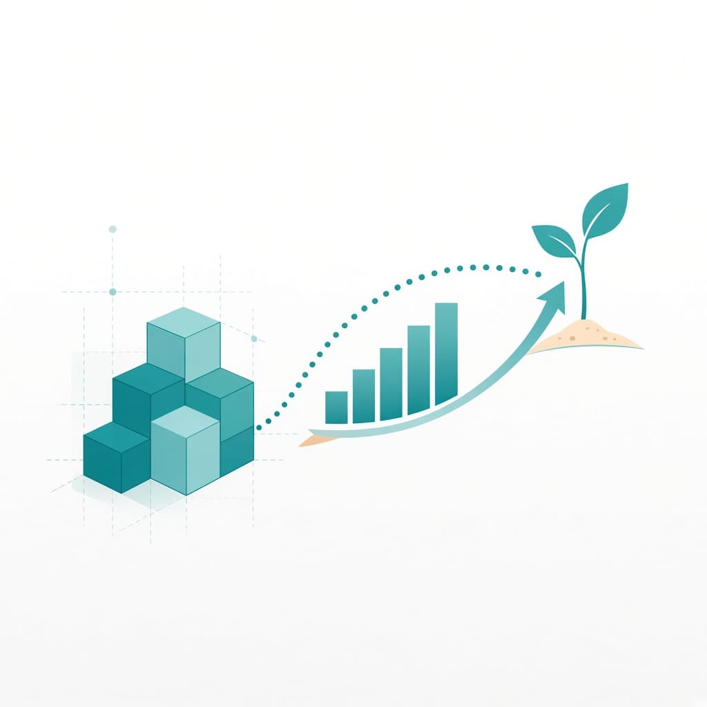 Ilustrasi siklus Build, Improve, Grow bersama mitra teknologi
